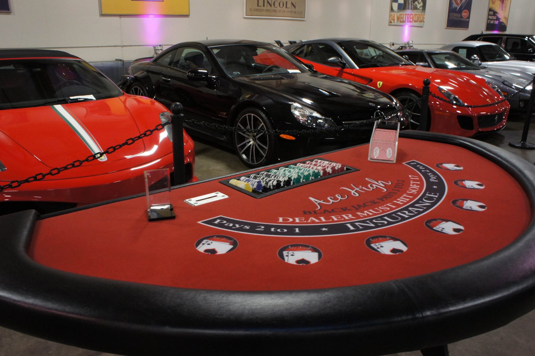Ace High Blackjack casino table rental at Marconi Auto Museum